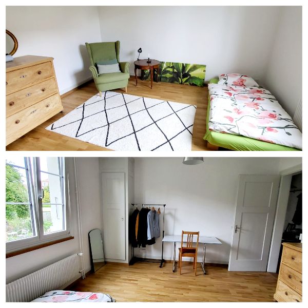 helles Zimmer mit Parkett und Einbauschrank