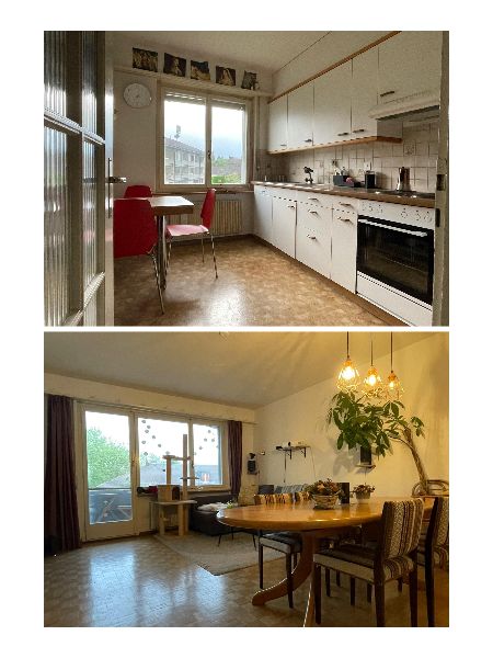 Küche und Wohnzimmer